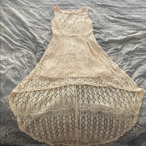 Xhilaration Cream/Off White Lace High Low Dress Size S